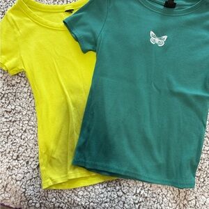 Kids Teal and Yellow Butterfly T-Shirts